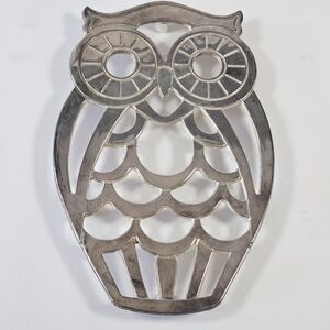 Vintage Leonard Silver Plated Owl Trivet 10" Made In Italy Original Box